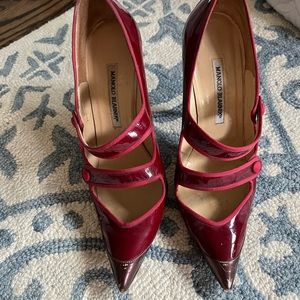 Manolo Blahnik Red Mary Janes